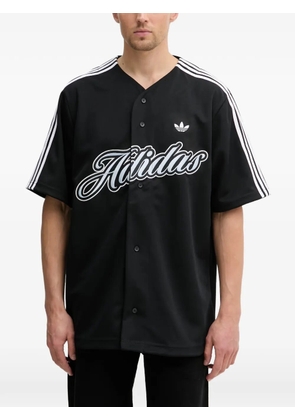 adidas logo-embroidered striped-sleeve shirt - Black
