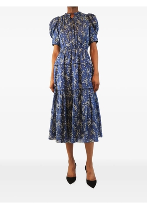 Ulla Johnson floral-print tiered midi dress - Blue