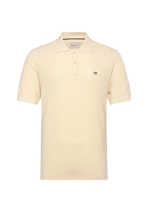 Gant waffle-knit embroidered-logo polo shirt - Neutrals