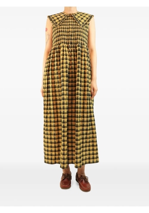 GANNI seersucker check maxi dress - Yellow