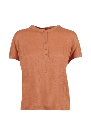 Kangra button-fastening linen T-shirt - Orange