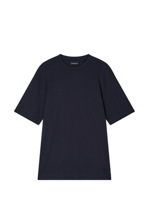Emporio Armani logo-embroidered crepe T-shirt - Blue