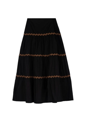MOUTAKI rickrack-trim tiered maxi skirt - Black