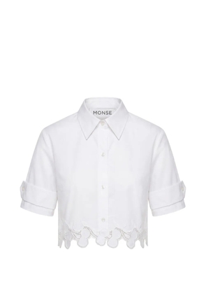 Monse lace-trim cropped short-sleeve shirt - White