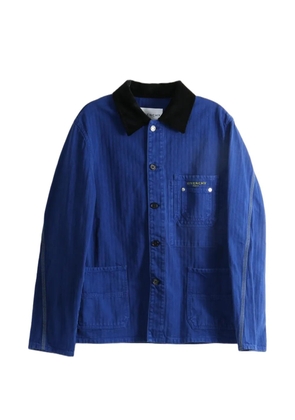 Givenchy logo-print corduroy-collar jacket - Blue