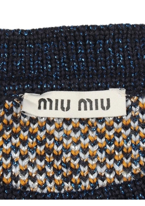 Miu Miu Pre-Owned 2010s geometric-pattern short-sleeve sweater - Blue