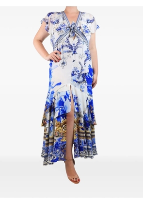 Camilla floral-print silk maxi dress - White