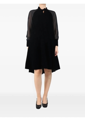 ME+EM sheer-sleeve velvet asymmetric dress - Black