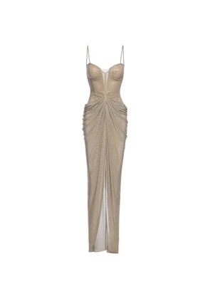 NISSA crystal-embellished tulle maxi dress - Gold
