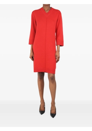 Hermès Pre-Owned V-neck cashmere midi dress - Red
