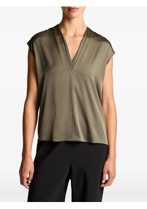 Vince pleated V-neck top - Green
