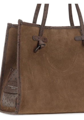MARCELLA CLUB large Marcella ostrich-effect-detail shoulder bag - Brown