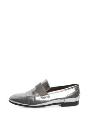 Brunello Cucinelli Vintage metallic-effect leather loafers - Silver