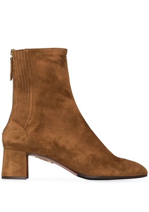 Aquazzura camel brown Saint Honore 50 suede ankle boots