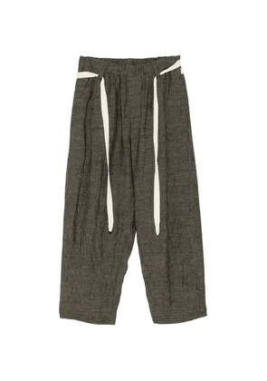 Klasica linen drawstring-waist trousers - Brown