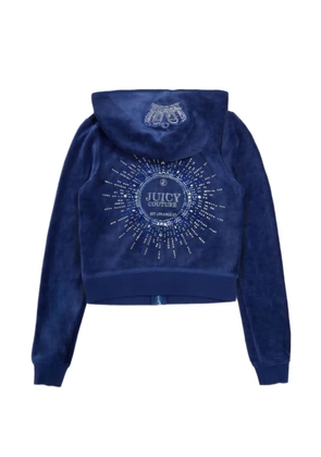 Juicy Couture rhinestone-embellished velour hoodie - Blue