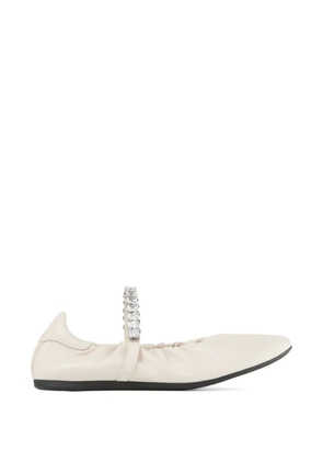 Jimmy Choo Jade crystal-embellished ballet flats - Neutrals