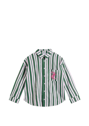 Juicy Couture striped embroidered-logo pajama shirt - Green