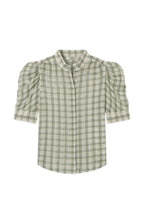 FRAME Gillian checked puff-sleeve top - Neutrals