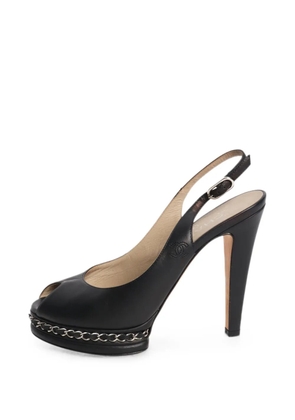 CHANEL Pre-Owned chain-detail slingback heels - Black