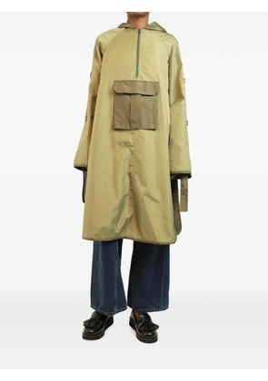 GANNI pocket-detail hooded coat - Green