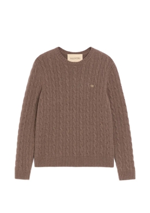 Valentino Garavani cable-knit cashmere jumper with VLogo - Brown