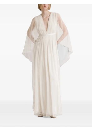 Alberta Ferretti pleated silk maxi dress - White