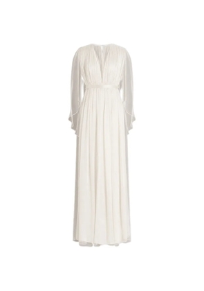 Alberta Ferretti pleated silk maxi dress - White