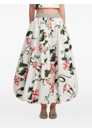Leo Lin floral-print crystal-embellished maxi skirt - White