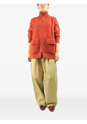 Hermès Pre-Owned zip-up wool cardigan - Red