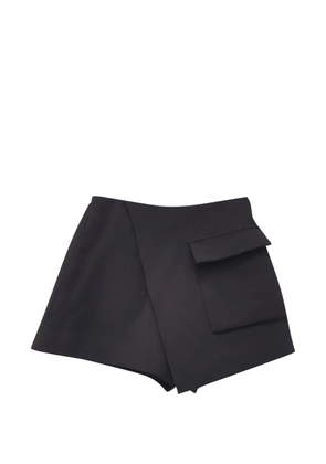 Self-Portrait 2021 flap-pocket crepe skort - Black