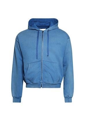 Maison Margiela zip-up logo-embroidered hoodie - Blue