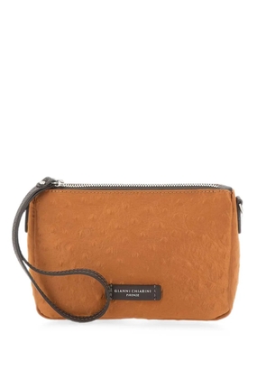 GIANNI CHIARINI Nora ostrich-effect clutch bag - Orange