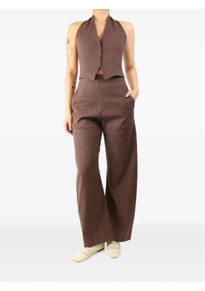 Cortana halterneck wide-leg trousers set - Brown