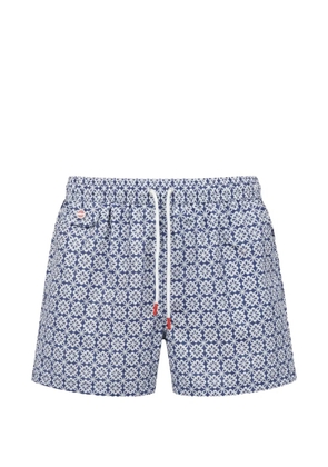 Kiton floral-print drawstring swim shorts - Blue