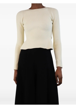 KHAITE Pre-Owned ribbed tie-back crop top - Neutrals