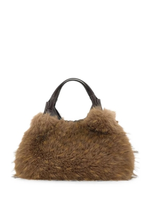 GIANNI CHIARINI Dua fur-effect tote bag - Brown
