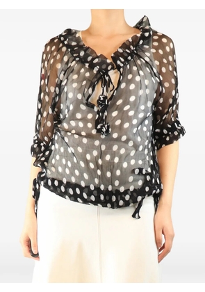 Lee Mathews polka dot sheer top - Black