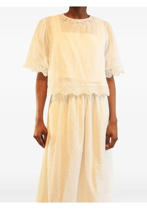 FRAME broderie ramie top - Neutrals