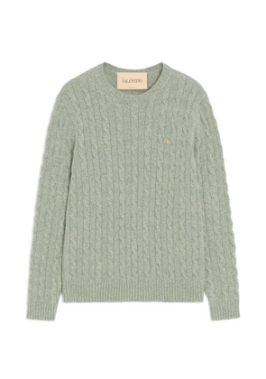 Valentino Garavani cable-knit wool sweater with VLogo - Green