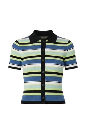 Toccin Shae striped ribbed-knit polo shirt - Blue