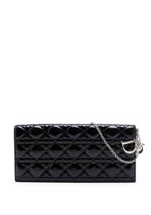 Christian Dior Pre-Owned 2010-2026 Patent Cannage Lady Dior Clutch with Chain crossbody bag - Black