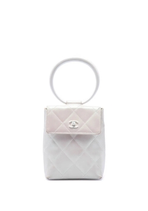 CHANEL Pre-Owned 2000-2002 CC Bicolor Quilted Iridescent Lambskin Ring Handle Bag handbag - Neutrals