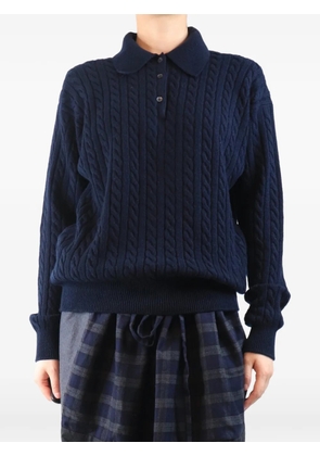 Miu Miu Pre-Owned cable-knit polo-collar sweater - Blue