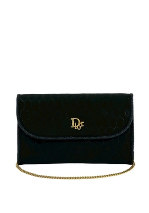 Christian Dior Pre-Owned 1980-1990 Honeycomb Canvas Chain Flap crossbody bag - Black