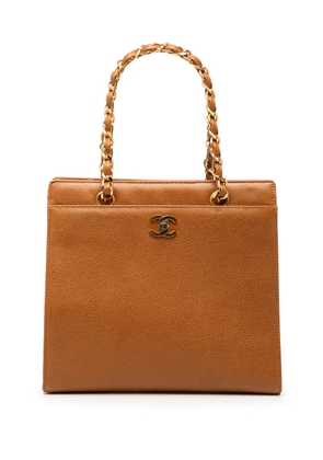 CHANEL Pre-Owned 1996-1997 CC Caviar Chain Turn Lock tote bag - Brown