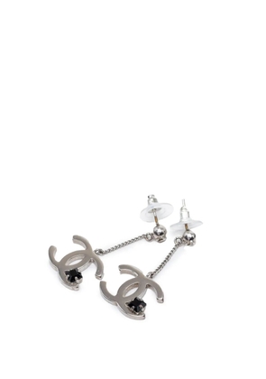 CHANEL Pre-Owned 2005 CC Brass Strass Dangle Push Back Earrings costume earrings - Silver