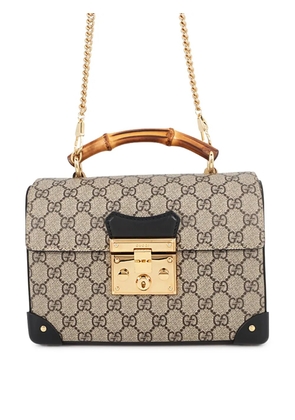 Gucci Pre-Owned 2016-2026 GG Supreme Bamboo Padlock satchel - Neutrals