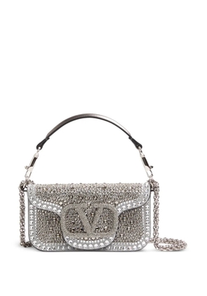 Valentino Garavani small Locò shoulder bag with rhinestones - Silver