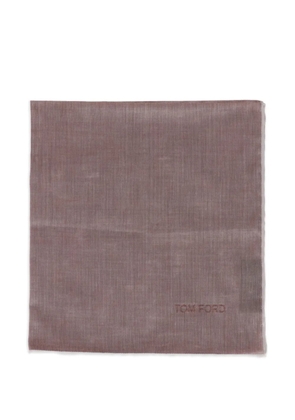 TOM FORD logo-embroidered contrast-trim pocket square - Brown